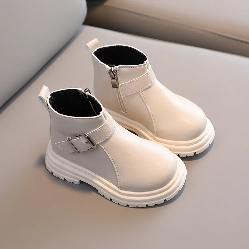 Fashion Boots Children's Shoes Side Zipper Design Casual Non-Slip Boys Girls Fashion British Style Soft Comfortable Anti-Slip