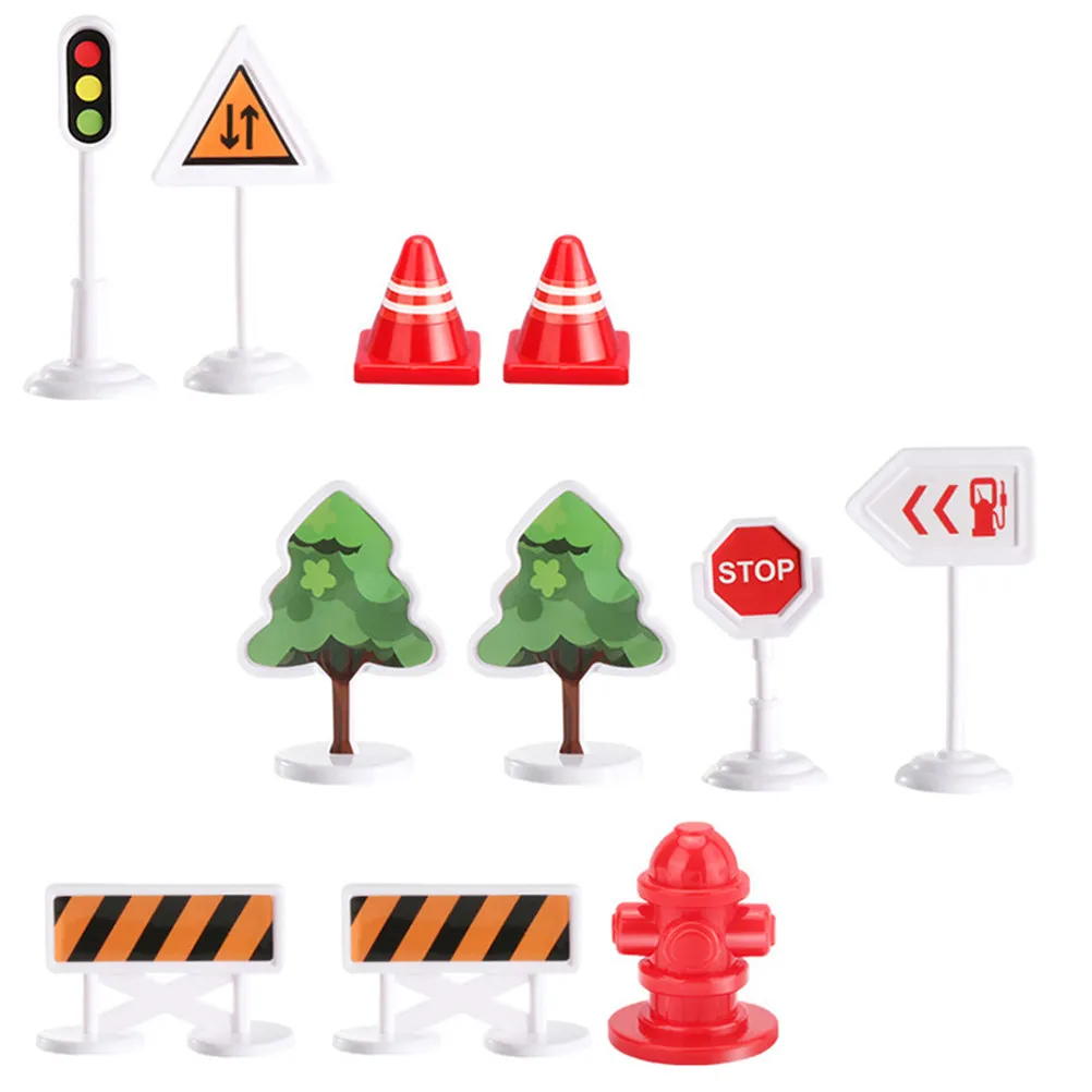 33 Pièces de Blocages Routiers en Plastique pour Scène Urbaine – Ensemble de Barrages Routiers pour le Développement de la Créativité des Enfants – Éléments Statiques pour Scènes Routières