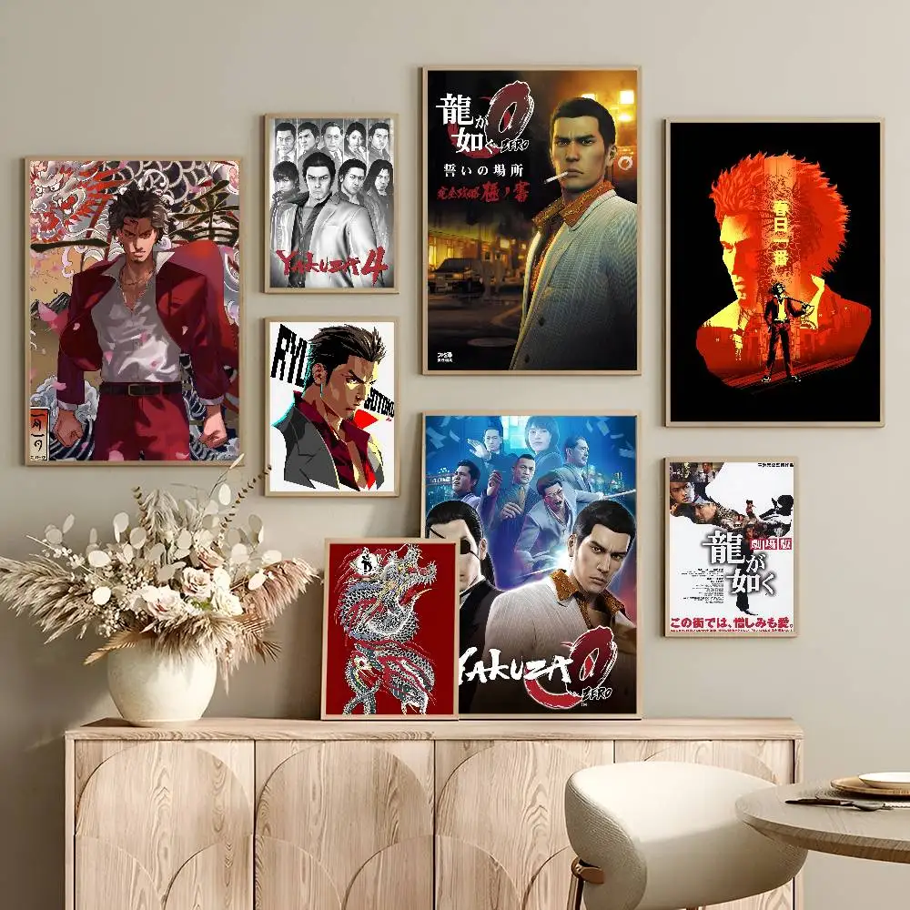 ياكوزا مثل التنين لعبة أنيمي الملصقات لزجة الديكور اللوحة جدار الفن ورق الكرافت الأبيض جدار ديكور