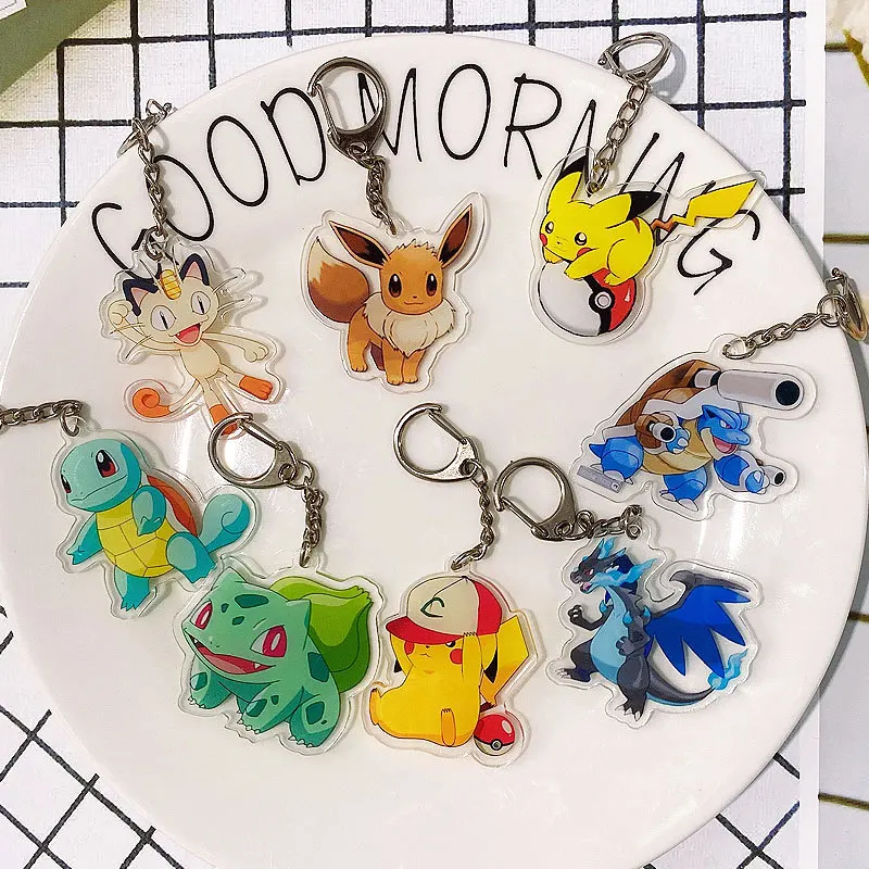 Pokémon Acrylic Keychain Gengar Meowth Anime Pokémon Pikachu Charizard Double-sided UV Printing Pendant Accessory Bag Pendant