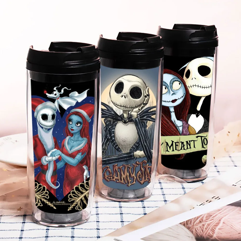 350ML The Nightmare Before Christmas Straw Cup Kids Women Men Anime Jack Skellington Portable Water Cup Kids Aldult Great Gift