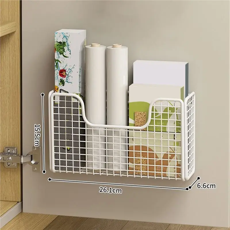 لكمة خالية المطبخ خزانة الباب صندوق تخزين رف الحديد خزانة مثبتة على الحائط البلاستيك التفاف رف الحمام الثلاجة Rack-B91B #6