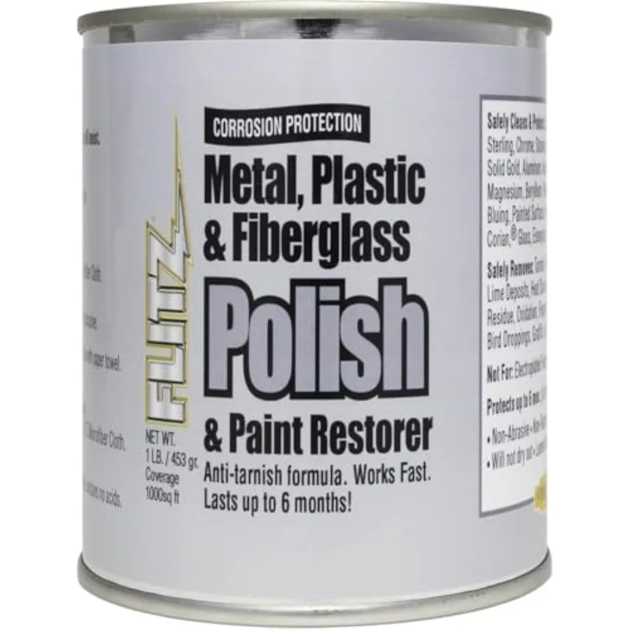 

Metal Polish Paste - Can of USA-Made Polish for Solid Chrome Stainless Steel Aluminum- Non-Abrasive for Light Oxidation - Requi