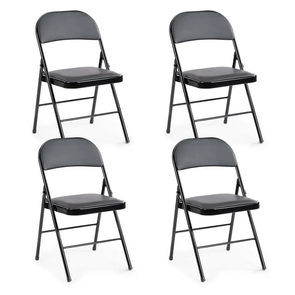 

4 Pack Leather Padded Folding Chair, Portable amp Stackable Dining Chairs Sets with Steel Frame, for Indoor Outdoor, Home, Offi