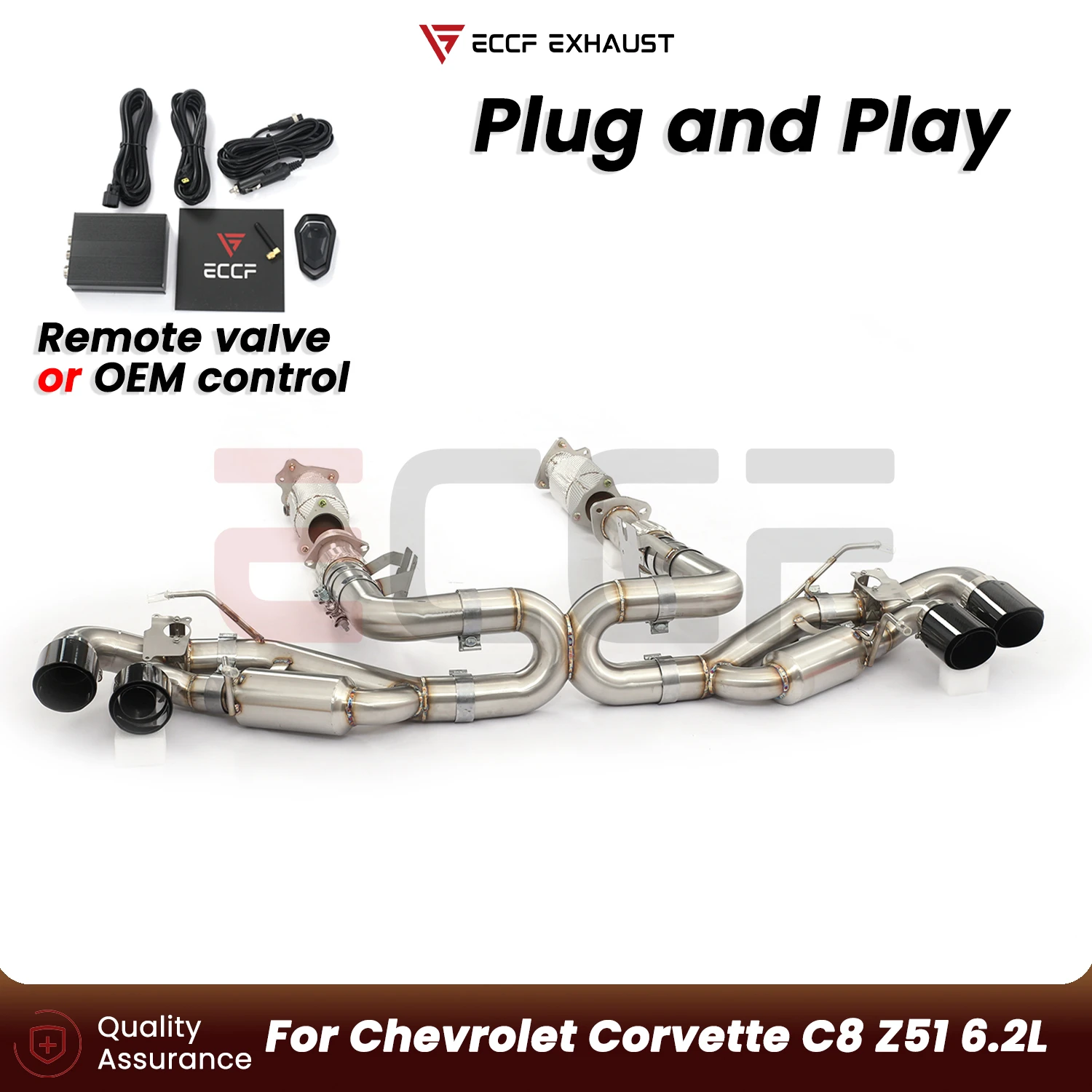 

ECCF For Chevrolet Corvette C8 Z51 6.2L T304 Stainless Steel Complete exhaust system Plug and Play Performance Upgrade