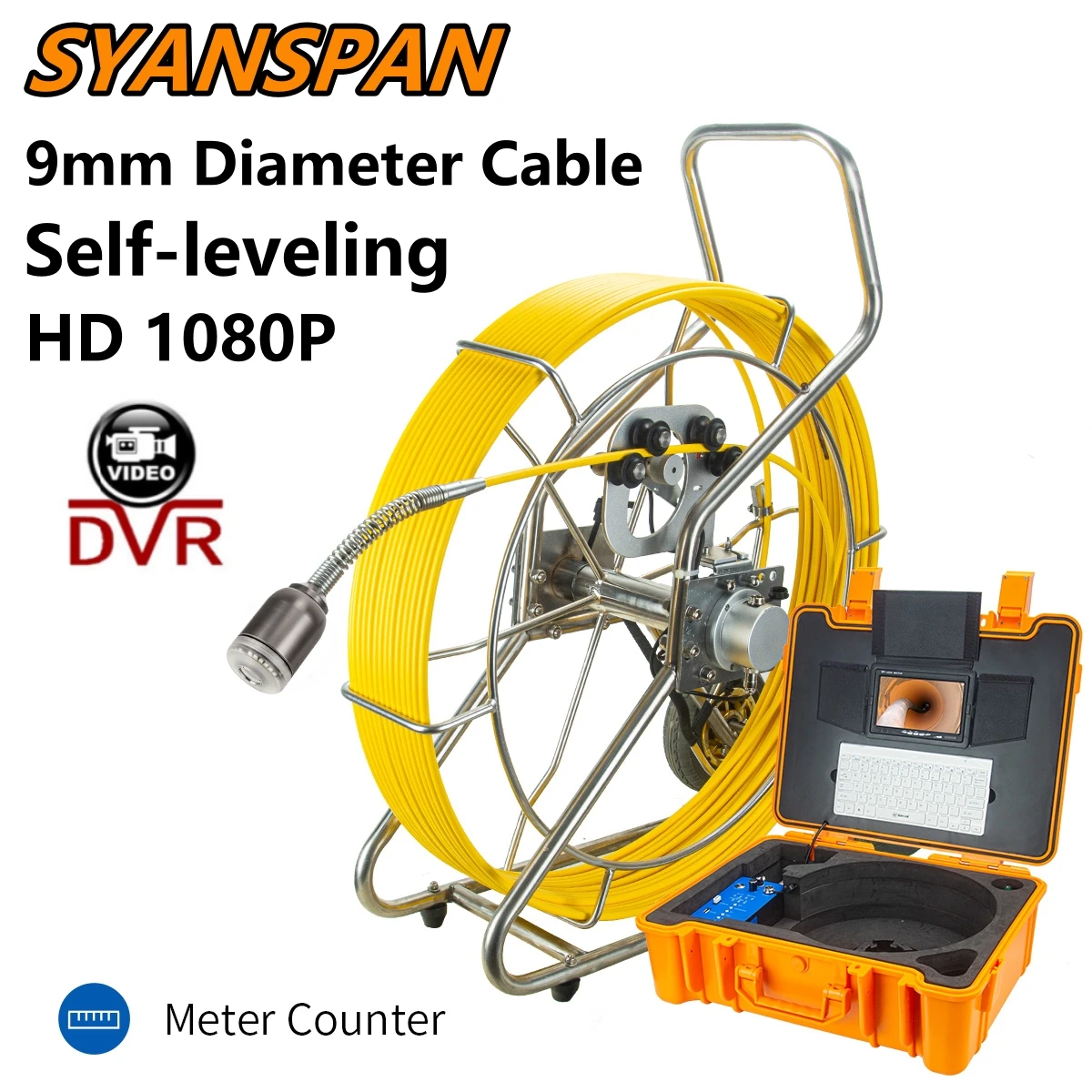 9Mm Dia Kabel Beeld Zelfnivellerende 7 "Hd Dvr Pijp Inspectie Camera, Syanspan 20/30/50/100/200M Riool Industriële Endoscoop 1080P