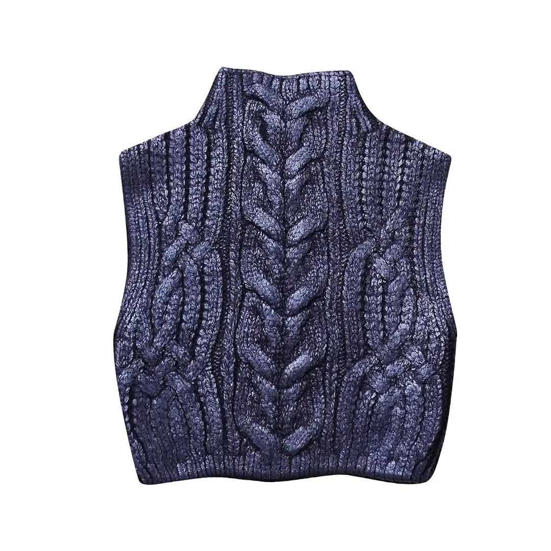 2024 Nieuwe Chique Mode Casual Metalen Gebreide Korte Vest Retro Mouwloze Trui Dames Vest Chique Top