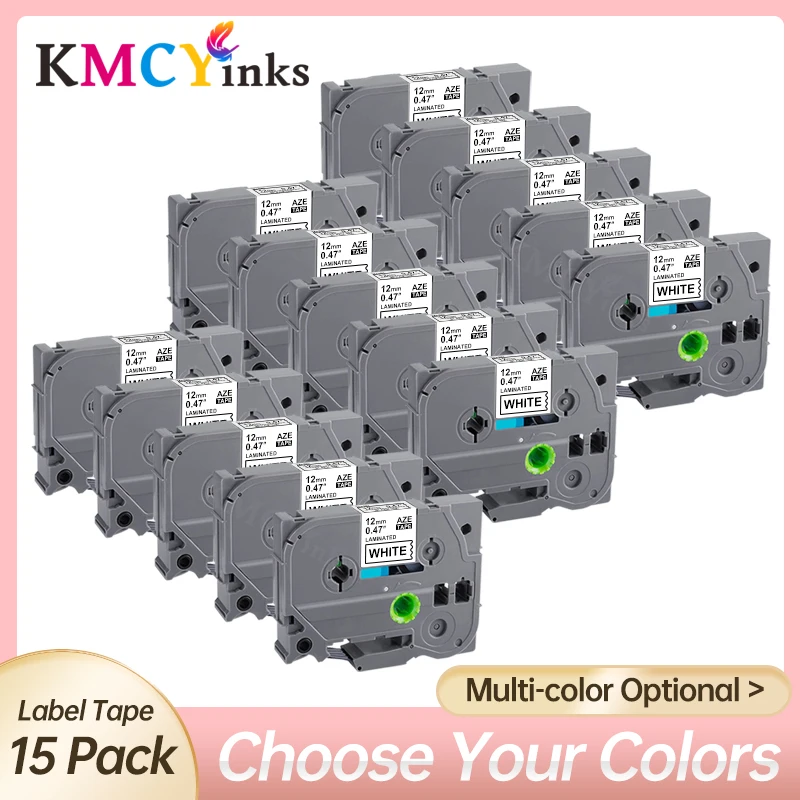 

KMCYinks 15 шт. 12 мм многоцветная лента TZe, совместимая с Brother TZe-231 TZE231 TZe 231, лента для этикеток TZ231 для Brother P-Touch H100