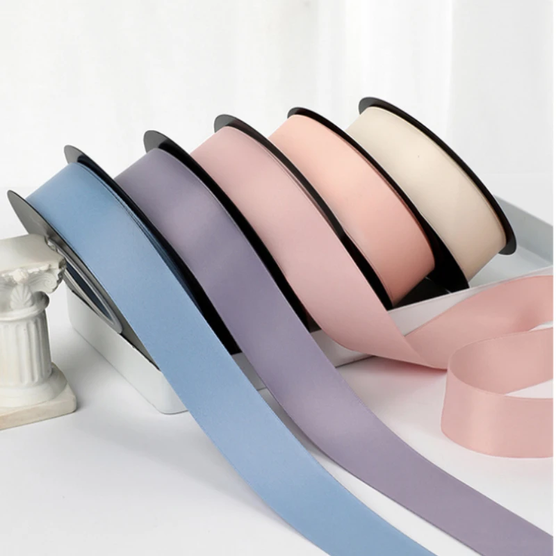 20 ياردة/لفة 25 مللي متر جودة عالية مزدوجة الوجهين الحليب شريط حرير Diy بها بنفسك صنع إكسسوارات الشعر الانحناء الملابس الخياطة اكسسوارات