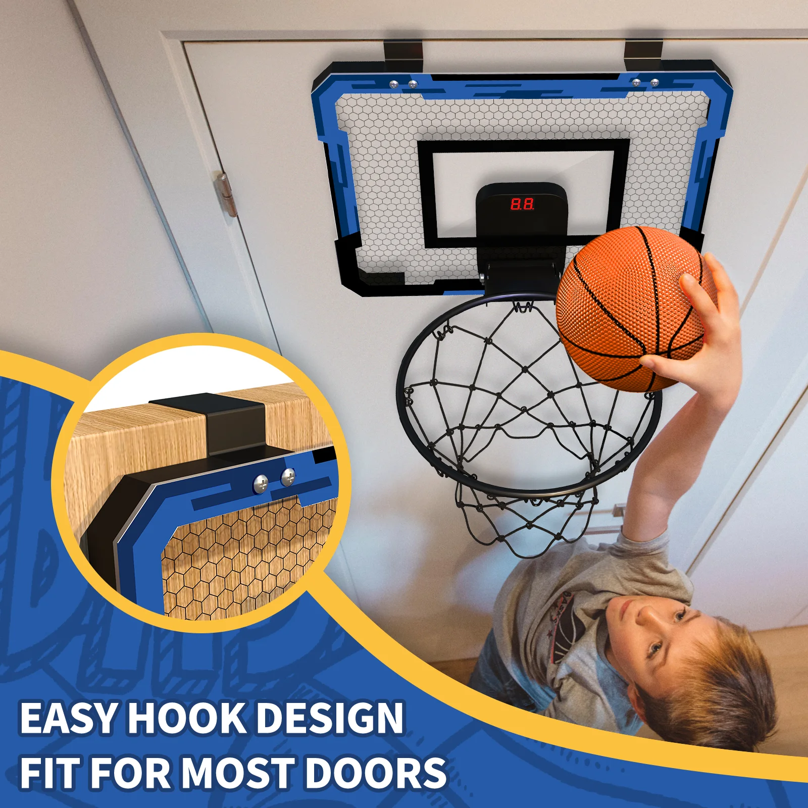 Kids Sports Toys Basketball Balls Toys for Boys Girls 3+ Years Old Wall Type Foldable Basketball Hoop Throw Outdoor Indoor Games