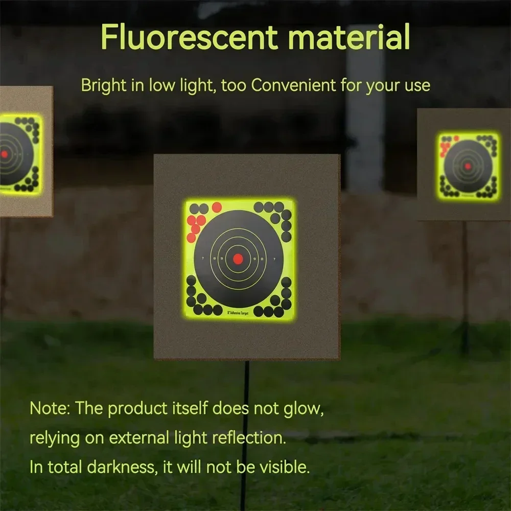 100 шт., бумажные наклейки для мишеней, клейкие реактивные мишени для стрельбы на открытом воздухе, тренировка по охоте, 8*8 дюймов, мишень для стрельбы