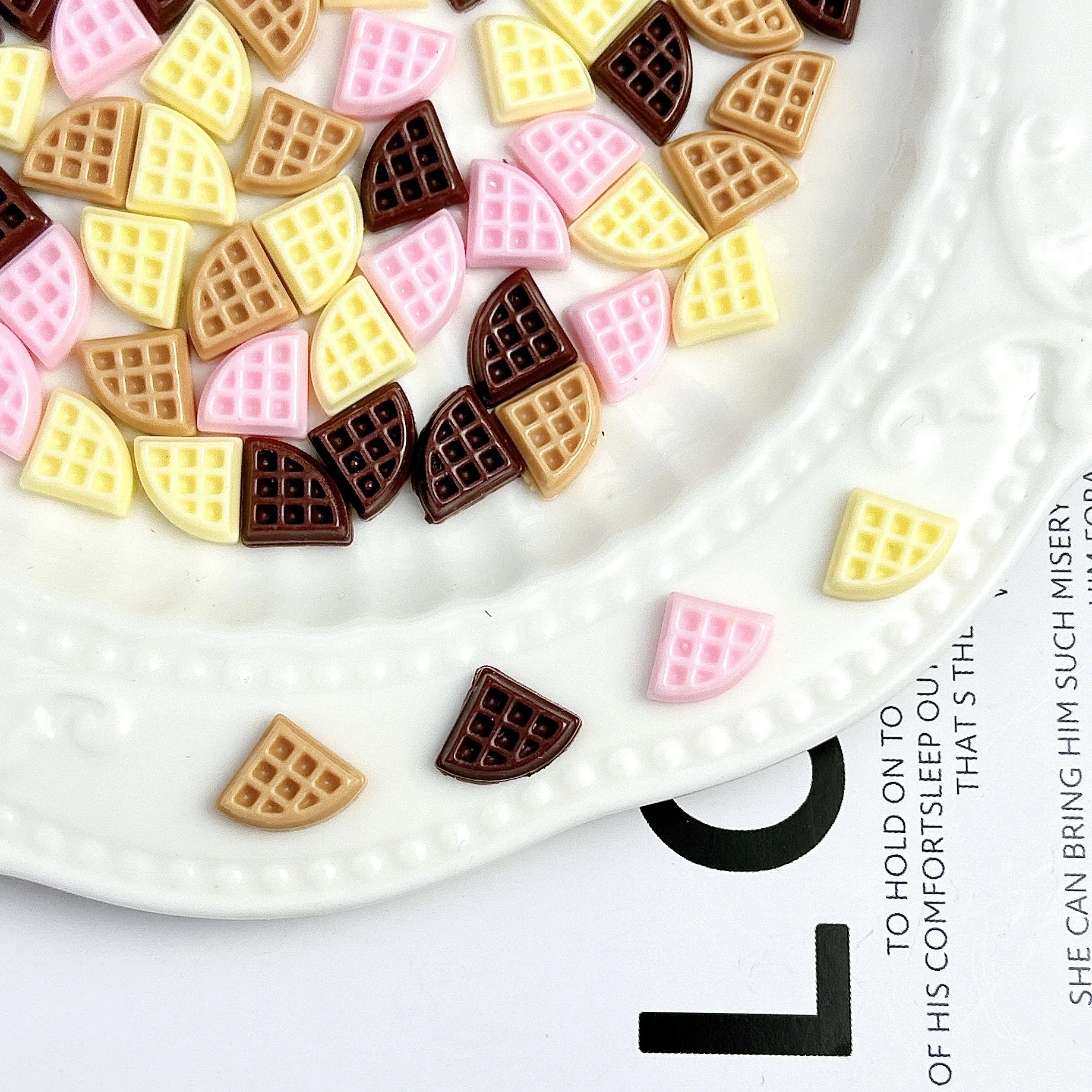 50pcs Macaron Resin Chocolate Biscuit Nail Charms Mini Sector Luminous Cookies Nail Art Decoration DIY Nail Accessories