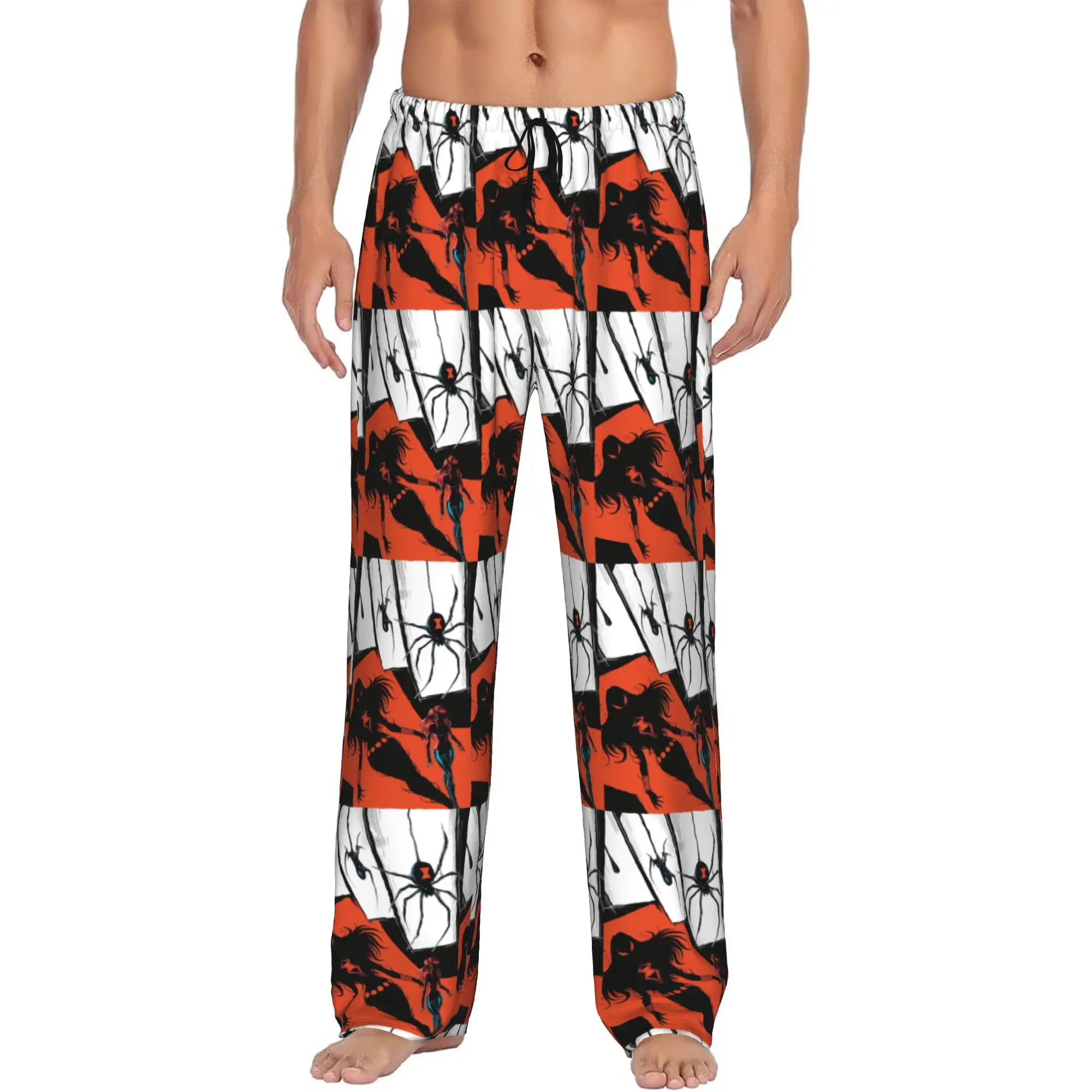 

Custom Print Men's Vintage Black Anime Widow Pajama Pants Sleepwear Sleep Lounge Bottoms with Pockets