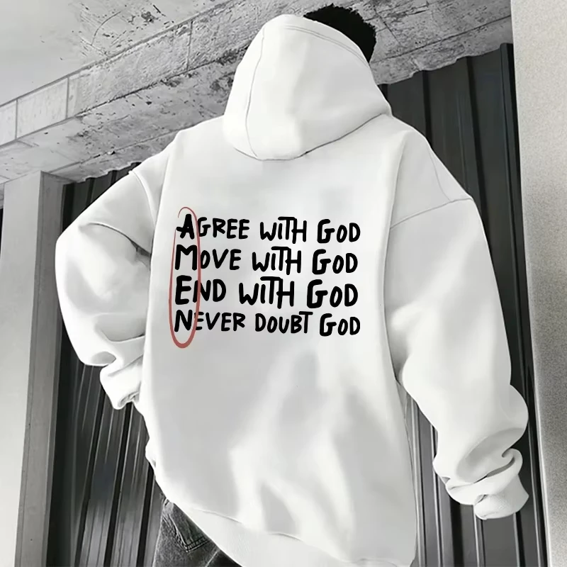 Sudadera con capucha para hombre con estampado de letras, estilo urbano oscuro, corte holgado, ideal para otoño/invierno.