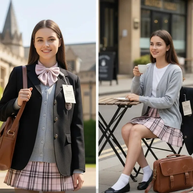 

Bow School Uniform Y2K Aesthetic Uniform Top 3 Piece Sets JK Suit Vintage Japan Girl Preppy Blazer Plaid Dresses Outfits Set New