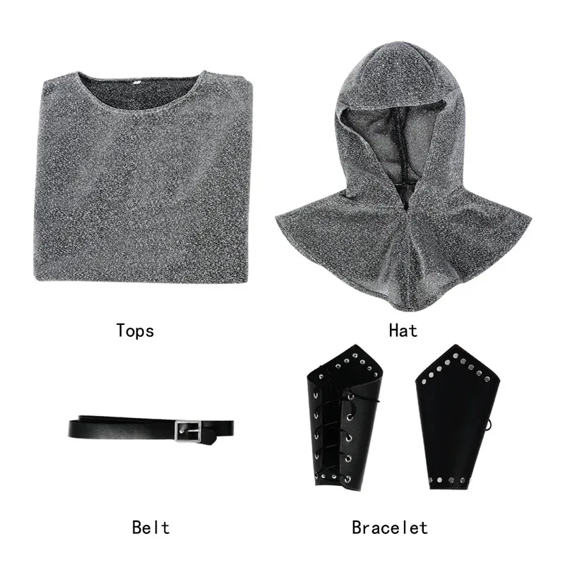 DY20 เมทัลลิกเชนเมล์สไตล์อัศวินคอสเพลย์เสื้ออัศวินเทมพลาร์บทบาทเล่นยุคกลางฮาโลวีนเครื่องแต่งกาย 25