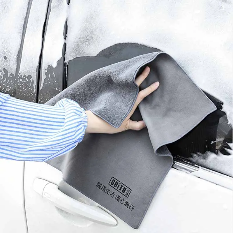 Car Wash Cleaning Towel Thickened Coral Velvet Absorbent Double-sided Microfibre Wiping Cloth Car Waxing Cleaning Beauty Tools