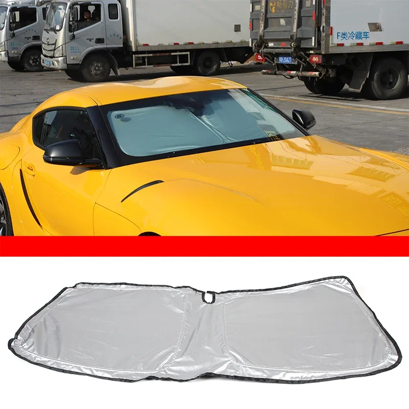 

For Toyota Supra GR MK5 A90 2019-2023 Cloth Silver Car Front Glass Sunshade Sunshade Trim Car Accessories