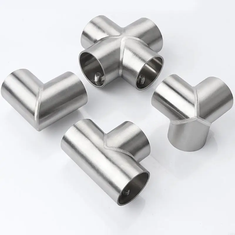  Round Tube Connector Connection Fastener Stainless Steel 3 Way Elbow Pipe Fitting Connector Accessories Enduring