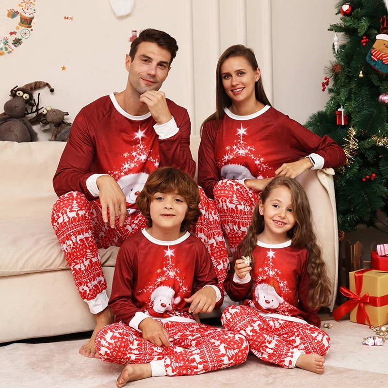 2024 Weihnachten Familie passende Pyjamas Weihnachten Schneemann Elch gedruckt Erwachsenen Kind Baby Stram pler Pyjamas Nachtwäsche Outfit pjs Hunde kleidung