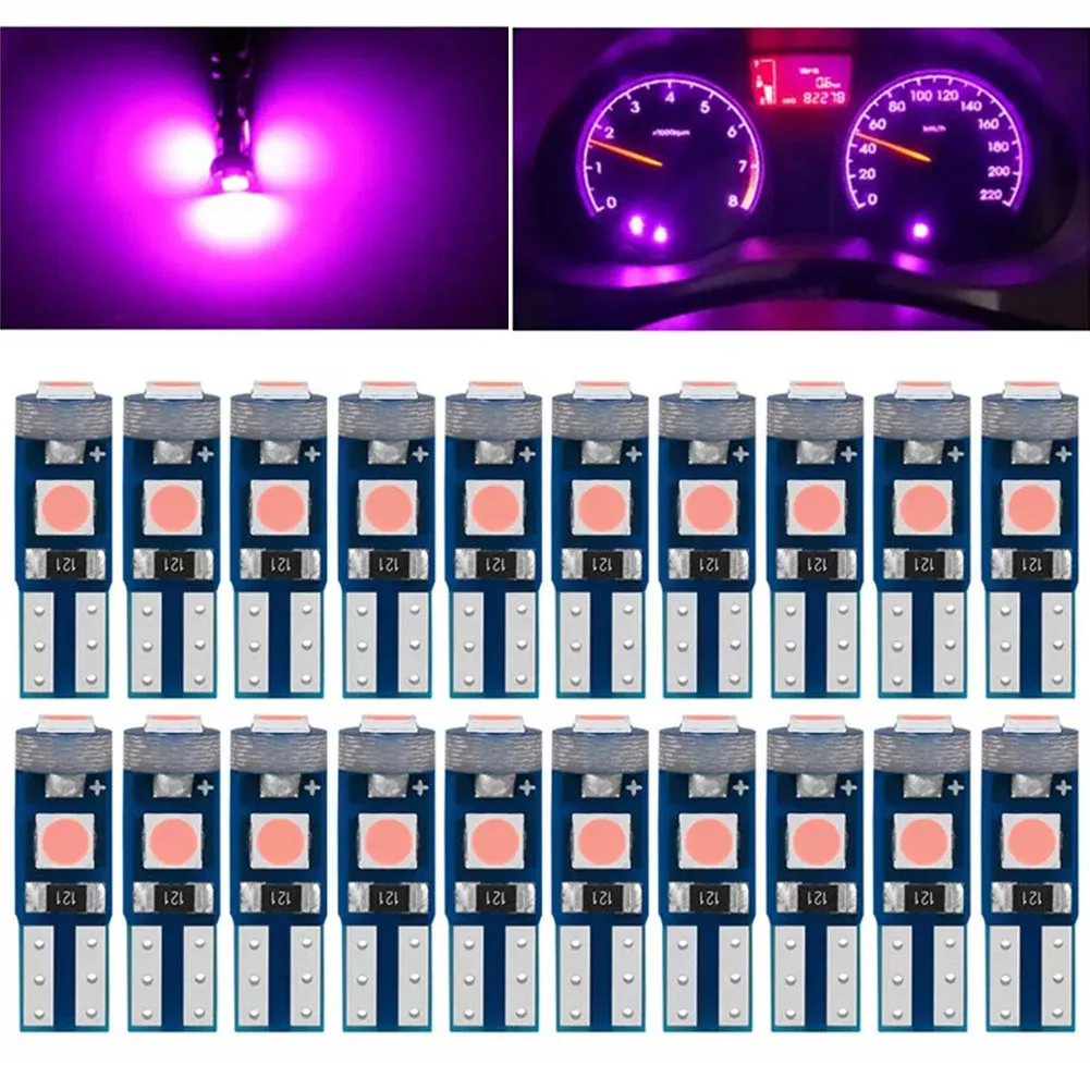 Long lasting T5 74 LED Bulb for Instrument Panel Dash Dashboard Gauge Pink Purple Color Easy Installation 20PCS