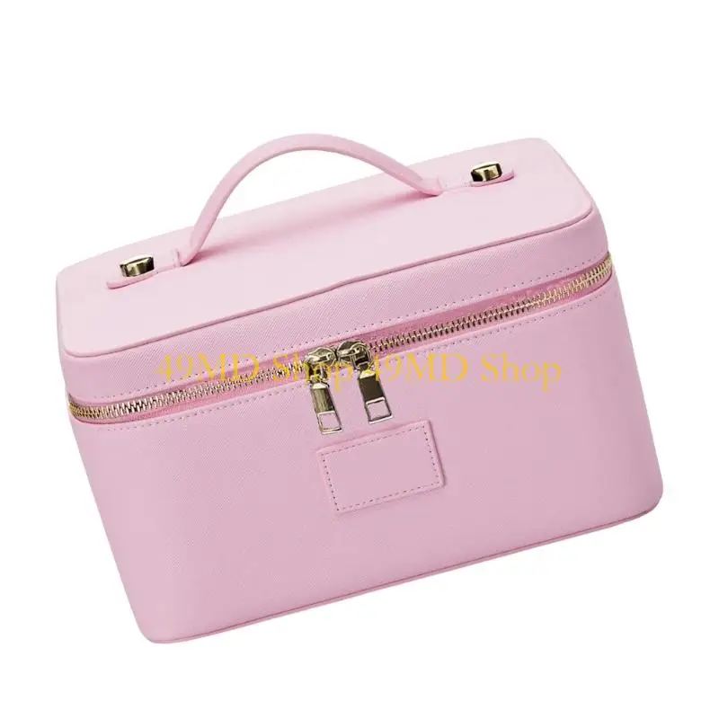 49MD Dense Makeup Storage Bag Constructed from Polyester and PU Leather Includes Removable Divider Transportable Simple