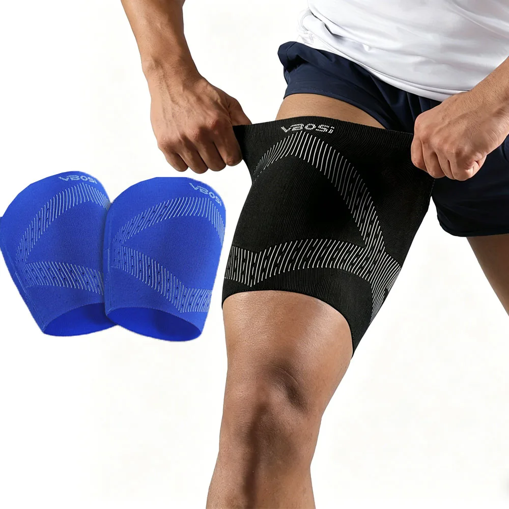 1 Stück Kompressions-Oberschenkelbandage - Atmungsaktive Stützstrümpfe für Laufen, Fitness, Tennis & Sport - Kniestabilisierende Bandage