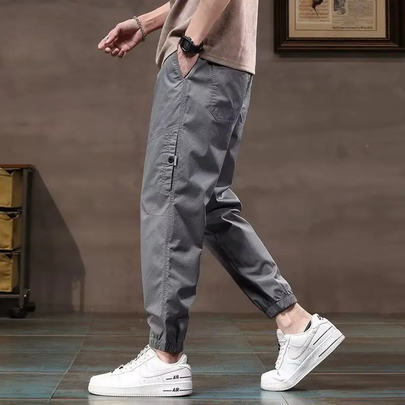 

Мужские летние легкие брюки-шаровары с эластичными манжетами, свободного кроя, повседневные, для молодежи, модные, в уличном стиле