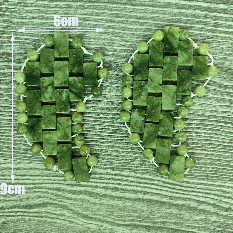 Natural Green Phoenix Jade And Xiuyan Jade Moon-Shaped Eye Patches Hand-Woven Eye Masks Cold Therapy Spa Massage Eye Patches