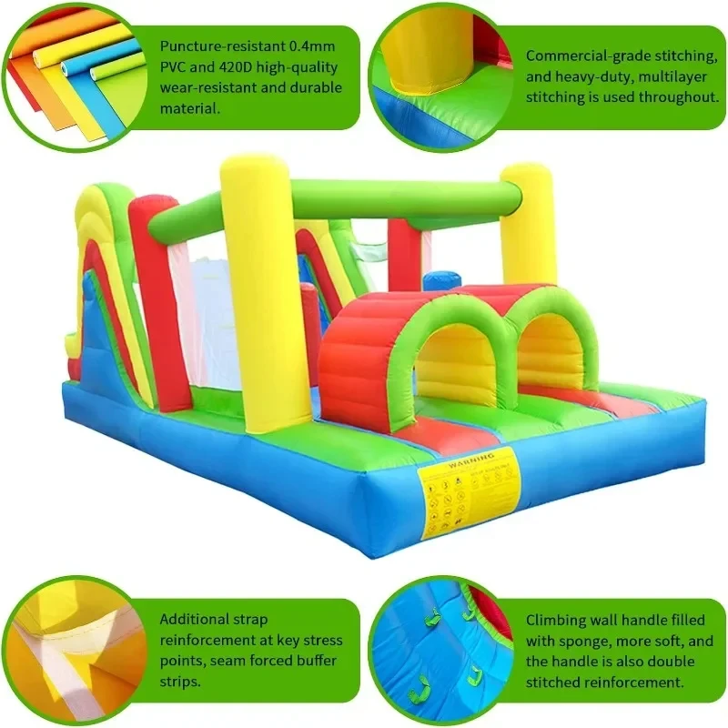 Commercial Bounce House Big Kids 5-12 Inflatable Obstacle Course Bouncy Castle with Large Slide Jump House Outdoor Party