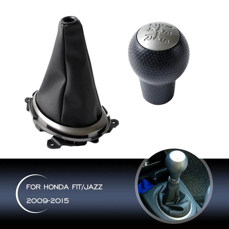 

Для Honda FIT/Jazz 2009-2015, 5-скоростной автомобильный ручной шариковый рычаг скорости, ручка переключения передач, чехол для багажника, воротник, чехол
