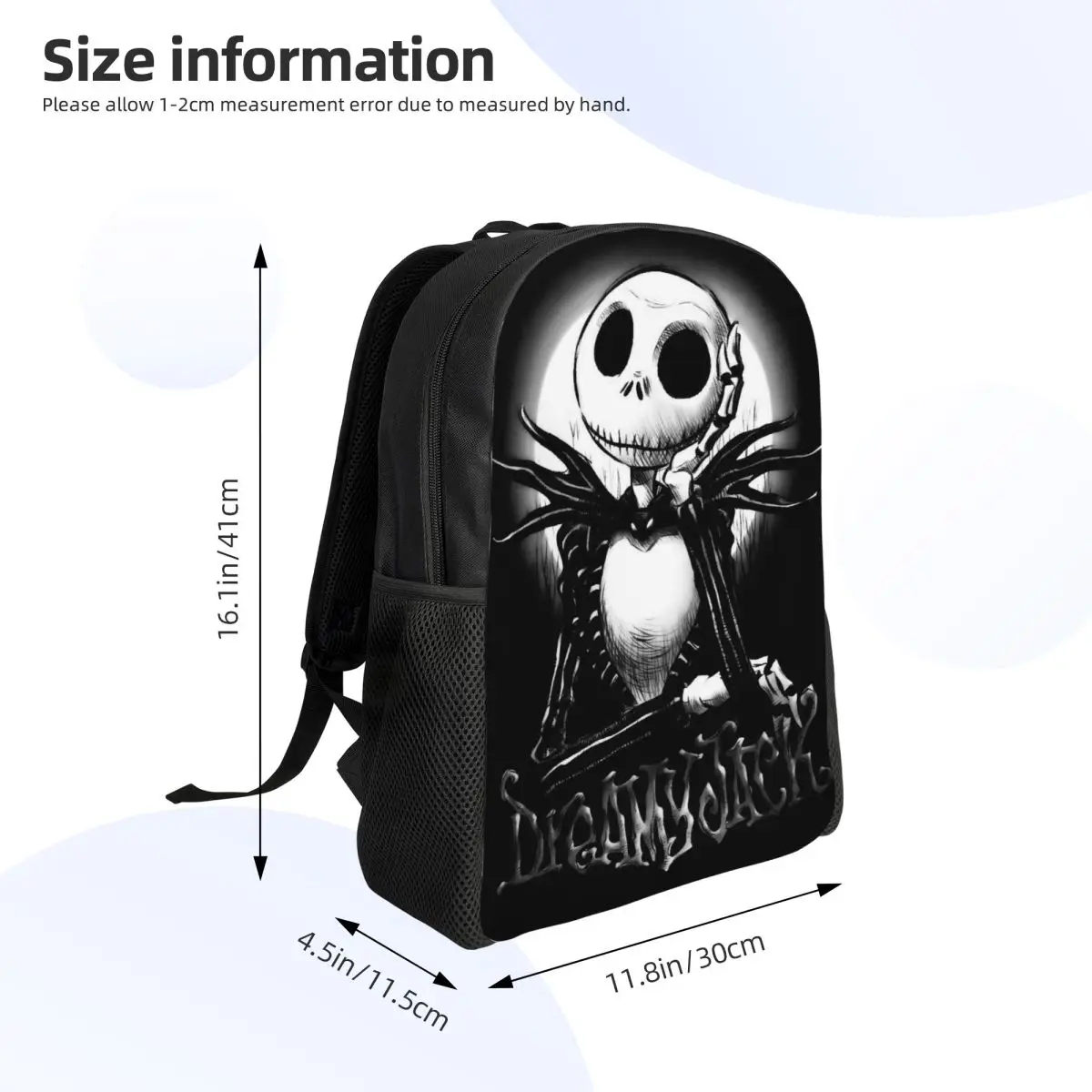 The Nightmare Before Christmas Backpack Men Women Basic Bookbag for School College Horror Movie Skeleton Jack Night Bags