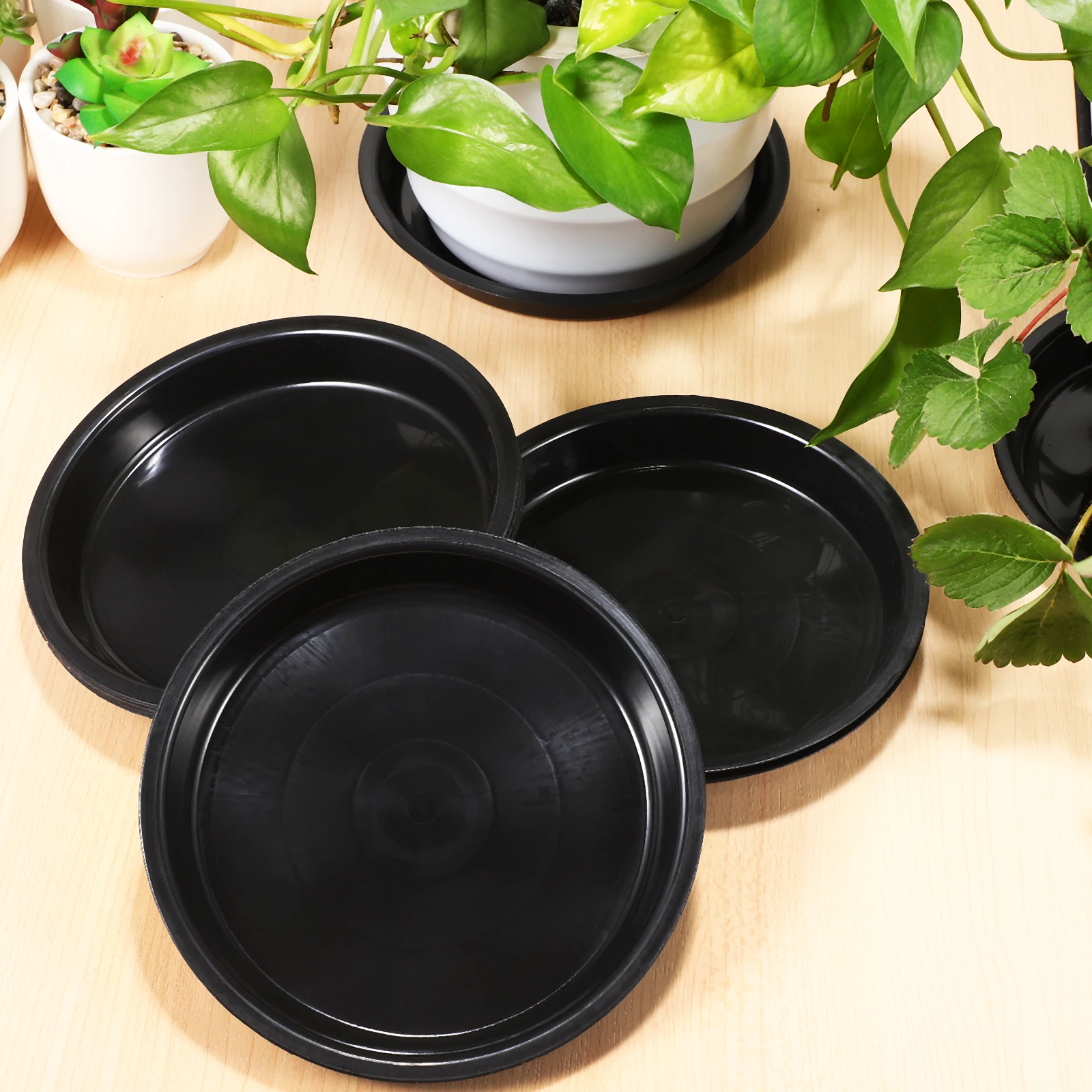 

10 pcs Plastic Flower Trays Plant Saucer Bottom Water Drip Trays for Pots Large Round Potting Saucers Garden Decor Outdoor