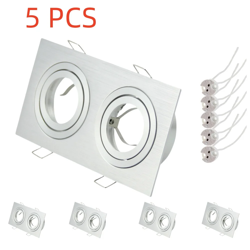 5pcs Square Recessed Spot Led Double Heads Frame GU10 MR16 Lamp Holder LED Down Light for Home Indoor Lighting Fixture