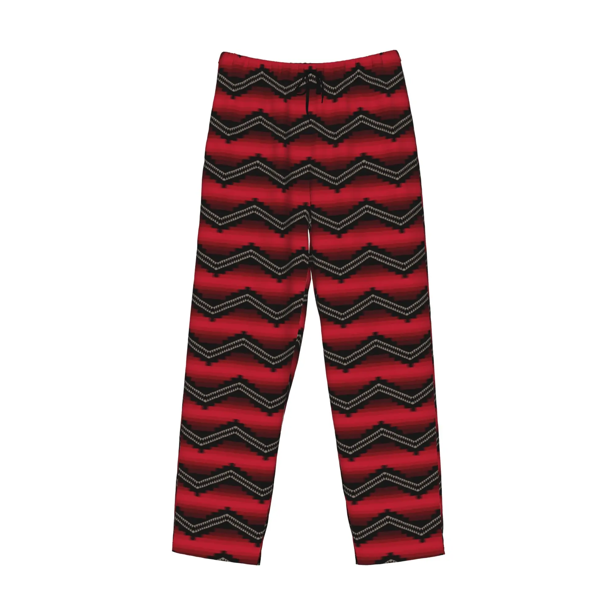 Custom Zigzag Pattern Native Western Aztec Pajama Pants Sleepwear for Men Elastic Waistband  Sleep Lounge Bottoms with Pockets view 3