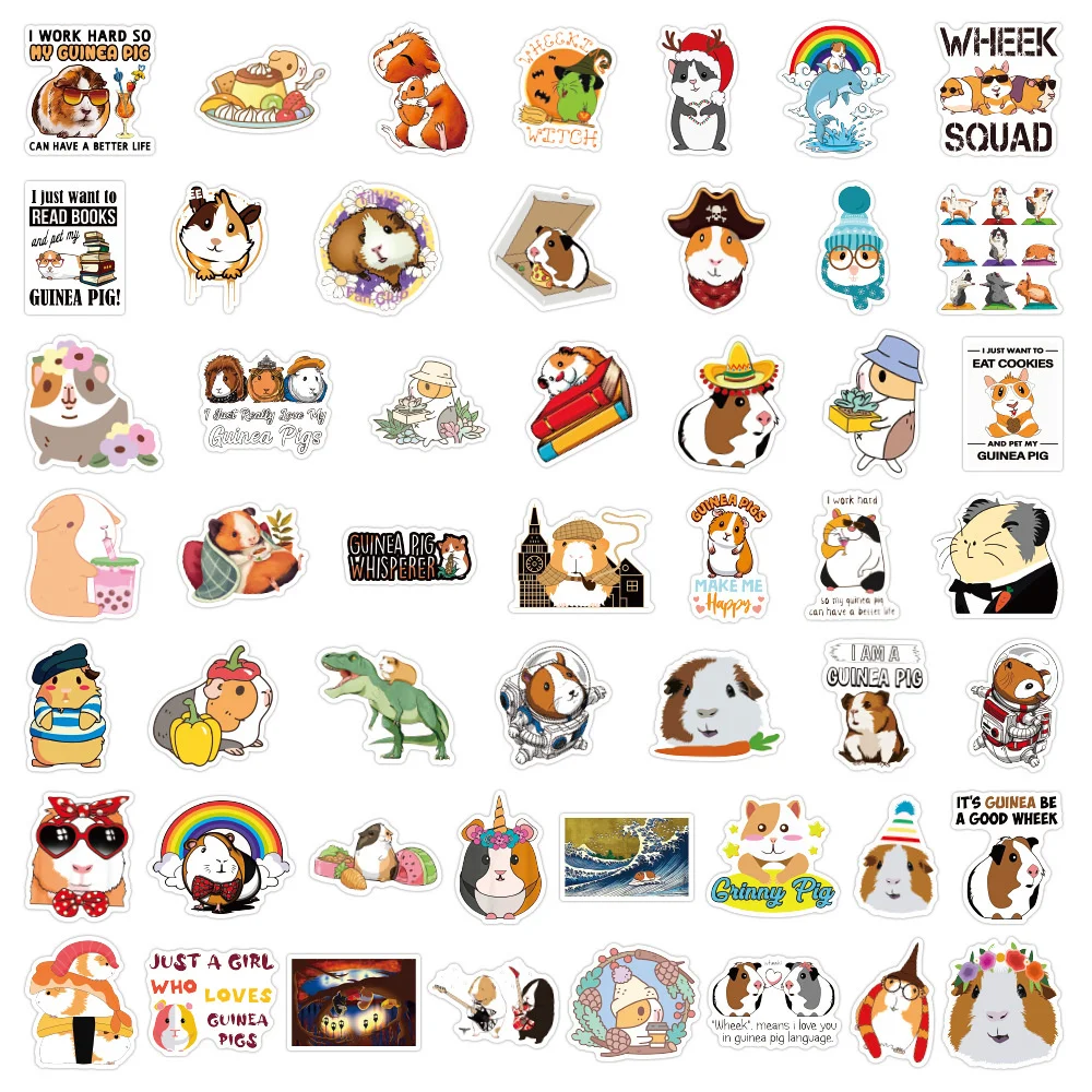 10/30/50PCS Cute Animal Guinea Pig Graffiti Sticker Car Luggage Notebook Water Cup Waterproof Sticker Wholesale