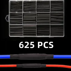 127-625PCS Black Box,Heat Shrinktubing 2:1 Electronic DIY Kit,Insulated Polyolefin Sheathed Shrink Tubing Cables and Cables Tube