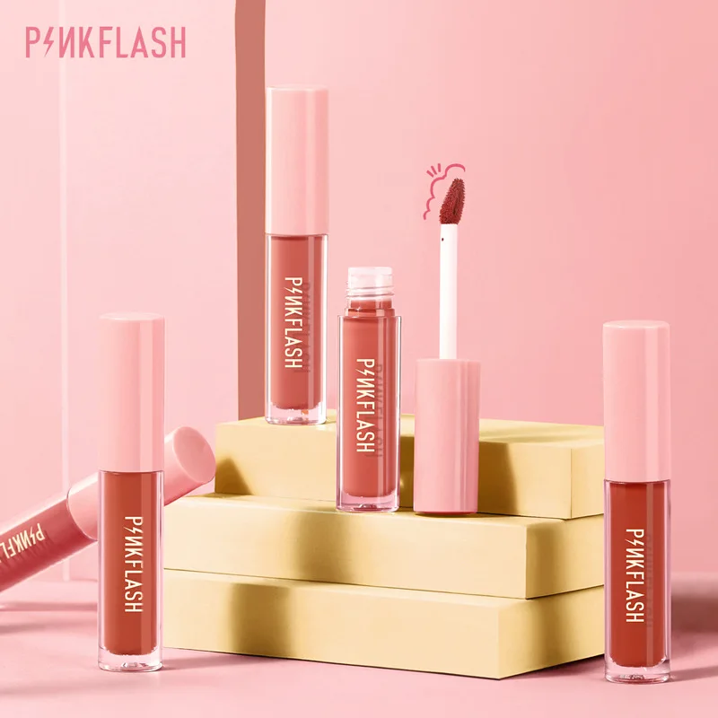 New PINKFLASH OhMyKiss Liquid Lip gloss Matte Lipstick Soft Moisturising Long lasting Lip Cosmetics Maquillage