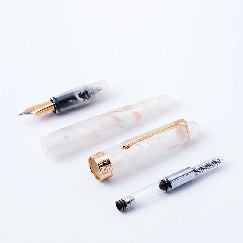 Colorful LORELEI Resin Converter Filling Fountain Pen Golden Clip Fine Nib 0.38mm EF Ink With Pens Box Office Supplies Gift