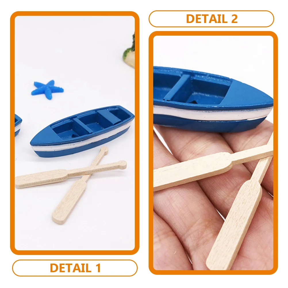 7 Set Fairy Garden Boat Model Mini Beach Decorations Household Blue Resin Accessories