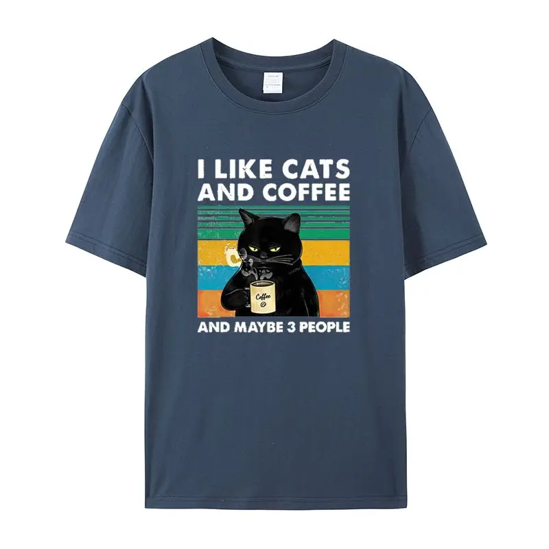 2025, Sommer-Modetrend, Rundhals-T-Shirt für Katzen und Kaffee, geeignet für Männer und Frauen, lockere, vielseitige, atmungsaktive Unisex-Oberteile