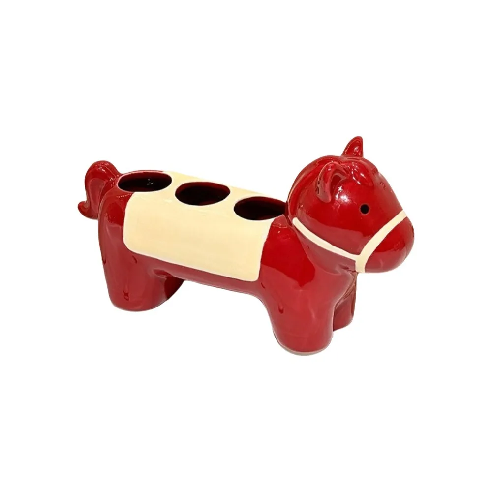 

Ceramic Horse Electric Toothbrush Holder Space Saving Waterproof Toothbrush Storage Rack Decorative 3 Holes