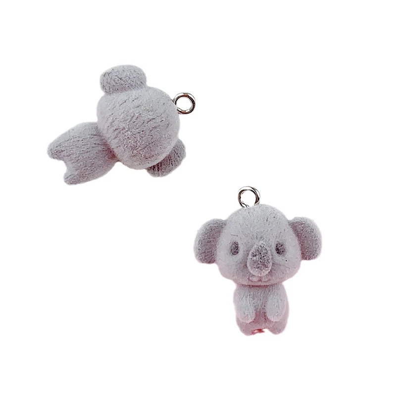 Cartoon 3D Flocking Koala Pendant Cute Animal Phone Lanyard Keychain Bag Charms Backpack Hanging Decoration Car Key Holder