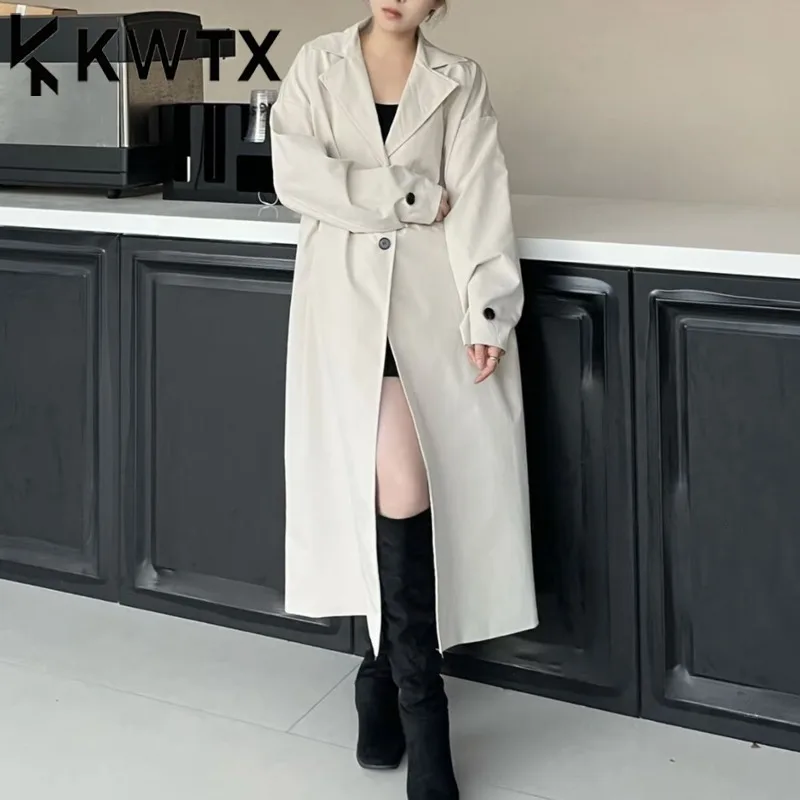 

KWTX 2025 SS Women’s Trench Coat Casual Loose Fit Back Bow Detail Edgy Luxury High Street Lightweight Spring Summer Fashion