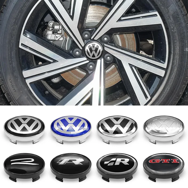 4PCS 60mm Car Wheel Center Hub Caps Tire Rim Covers Auto Accessories For Volkswagen VW GTI R Golf Polo Tiguan Passat