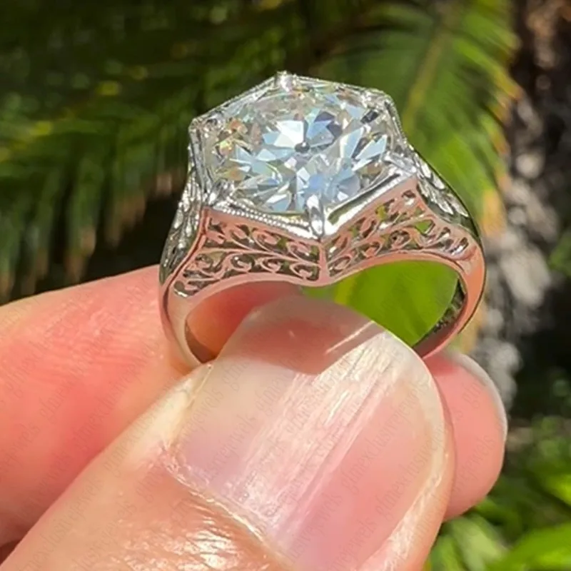 Solid 925 Sterling Silver Ring Fully Set with Moissanite Festive Gift Ideal for Any Occasion