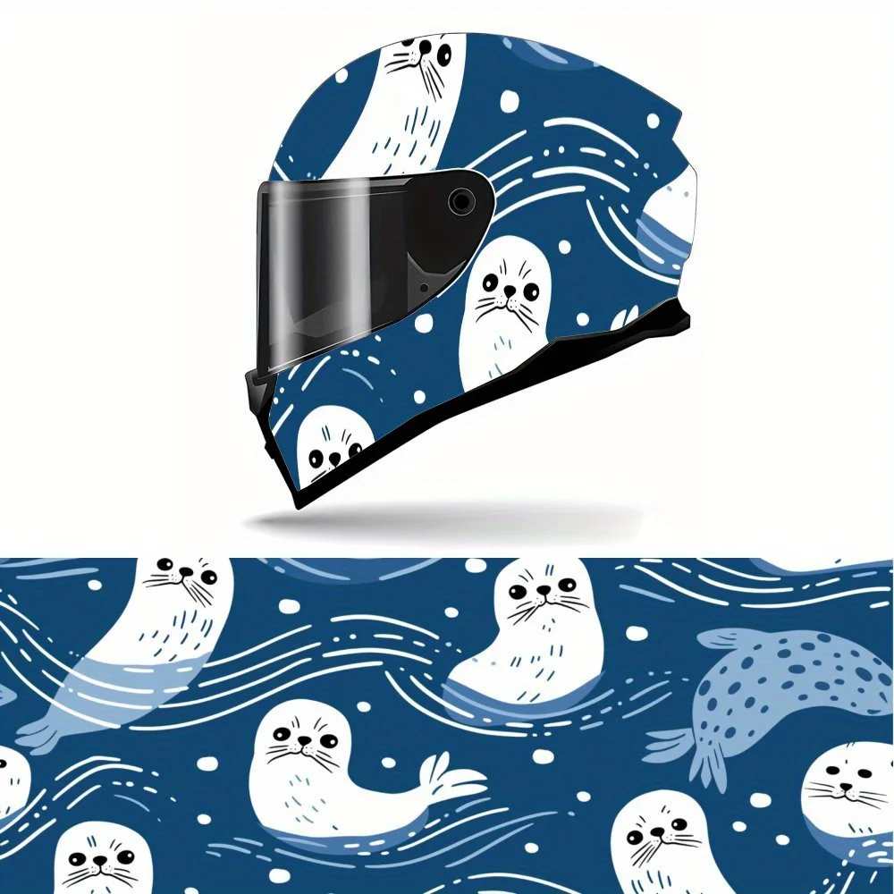 

Full Face Helmet Decals with Seal Pals pattern - Durable and Waterproof PVC, self-adhesive Motorcycle Racing Helmet Aesthetic St