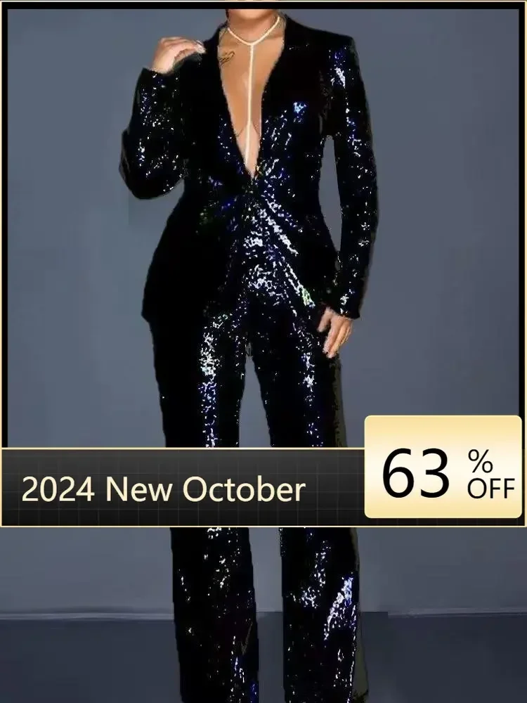 Sequin Pants and Blazer Set