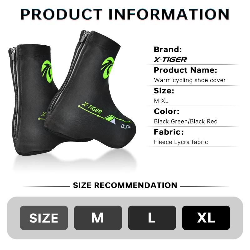 X-TIGER Winter Cycling Sport Shoe Cover Boot Warm Covers Thermal Windproof Overshoes MTB Bicycle Riding Racing Shoes Protector