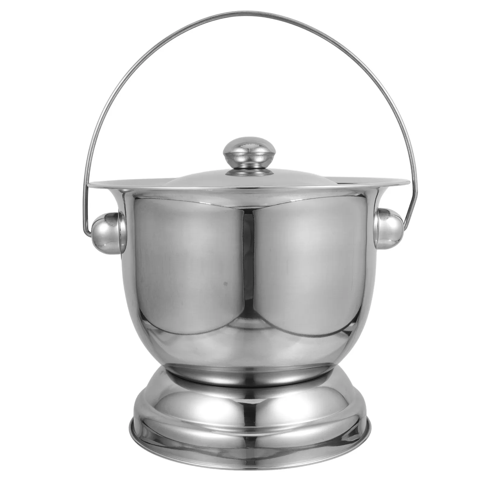 

Premium Stainless Steel Spittoon Thickened Lidded Chamber Pot Easy Clean Non Stain Surface Portable Bed Pan for Home Travel Use